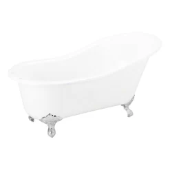 61" Callaway Cast Iron Clawfoot Tub - 7" Rim Holes - Imperial Feet -Home-Bathroom 106477 Callaway tub WH imperial ft CP RH 61 angle MV60 scaled