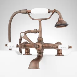 Deck-Mount Telephone Faucet - Porcelain Lever Handles And Deck Couplers -Home-Bathroom 132301 telephone dm tub faucet ORB Beauty10