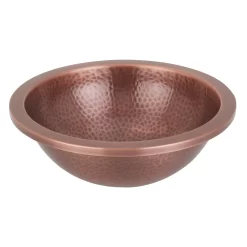 14" Rozel Undermount Round Hammered Copper Sink