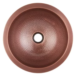 14" Rozel Undermount Round Hammered Copper Sink -Home-Bathroom 214431 bath sink copper round UM top MV80 scaled