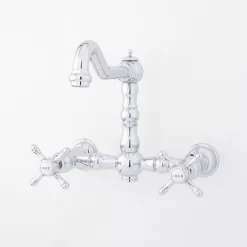 Delilah Wall-Mount Faucet - Cross Handles -Home-Bathroom 214890 Delilah wall mount faucet CP front Beauty10 scaled