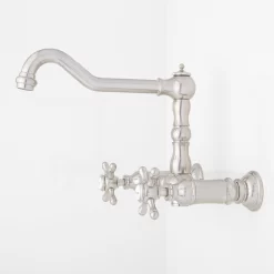 Delilah Wall-Mount Faucet - Cross Handles -Home-Bathroom 214891 Delilah wall mount faucet BN side Beauty20 scaled