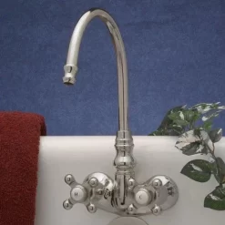 Gooseneck Tub-Wall-Mount Faucet - Cross Handles