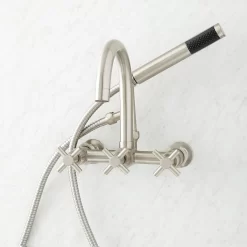 Sebastian Wall-Mount Tub Faucet With Cross Handles And Wall Couplers