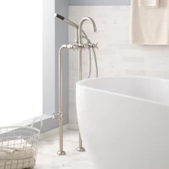 Sebastian Freestanding Tub Faucet, Supplies, Valves - Cross Handles