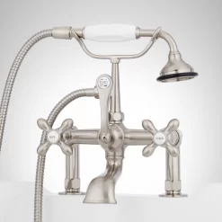 Deck-Mount Telephone Faucet With Cross Handles And Deck Couplers