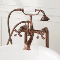 Freestanding Telephone Tub Faucet & Supplies - Cross Handles -Home-Bathroom 286294 telephone freestanding tub faucet ORB front Beauty10 scaled