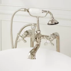 Freestanding Telephone Tub Faucet & Supplies - Cross Handles -Home-Bathroom 286295 telephone freestanding tub faucet PN front Beauty10 scaled