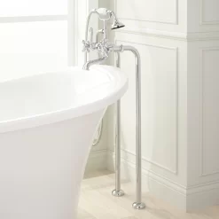 Freestanding Telephone Tub Faucet & Supplies - Cross Handles -Home-Bathroom 286305 telephone freestanding tub faucet CP Beauty10 scaled
