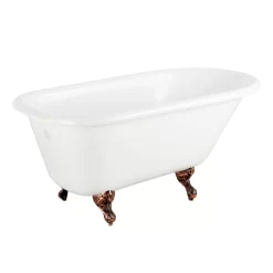 54" Miya Cast Iron Roll-Top Clawfoot Tub - Tap Deck - No Tap Holes - Ball & Claw -Home-Bathroom 307184 Miya tub WH ball claw feet ORB RR 54 angle MV60 scaled