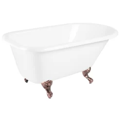 54" Miya Cast Iron Roll-Top Clawfoot Tub With Tap Deck And 7" Rim Holes - Ball & Claw Feet -Home-Bathroom 307189 Miya tub WH ball claw feet ORB RR 54 angle MV60 scaled