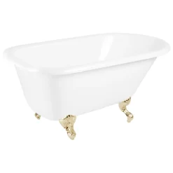 54" Miya Cast Iron Roll-Top Clawfoot Tub With Tap Deck And 7" Rim Holes - Ball & Claw Feet -Home-Bathroom 307202 61 miya clawfoot tub polished brass feet nh 3q
