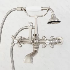 Wall-Mount Telephone Tub Faucet And Hand Shower - Cross Handles