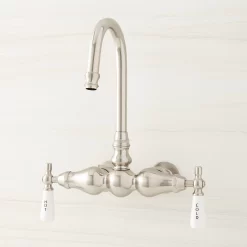 Gooseneck Spout Wall-Mount Tub Faucet With Wall Couplers
