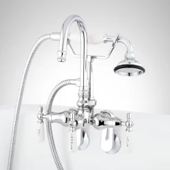 Gooseneck Tub-Wall-Mount Faucet And Hand Shower -Home-Bathroom 329300 gooseneck wall mount tub faucet CP front Beauty10 scaled