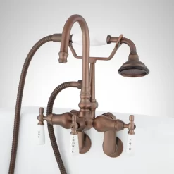 Gooseneck Tub-Wall-Mount Faucet And Hand Shower -Home-Bathroom 329302 gooseneck wall mount tub faucet ORB front Beauty10 scaled