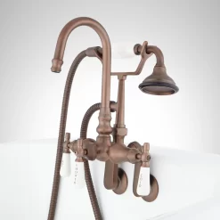 Gooseneck Tub-Wall-Mount Faucet And Hand Shower -Home-Bathroom 329302 gooseneck wall mount tub faucet ORB side Beauty20 scaled