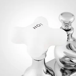 Teapot Centerset Bathroom Faucet - Porcelain Cross Handles -Home-Bathroom 329378 teapot centerset faucet CP handle Detail160