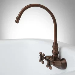 Gooseneck Tub-Wall-Mount Faucet - Cross Handles -Home-Bathroom 329412 side tub faucet oil rubbed bronze