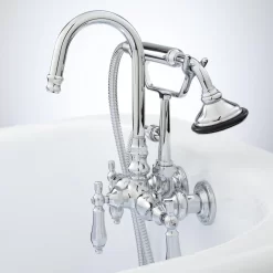 Pasaia Tub Wall-Mount Faucet With Hand Shower - Lever Handles -Home-Bathroom 329528 Pasaia wm tub faucet CP side Beauty20