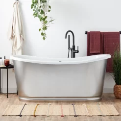 66" Dorset Bateau Cast Iron Skirted Tub - Stainless Steel Skirt