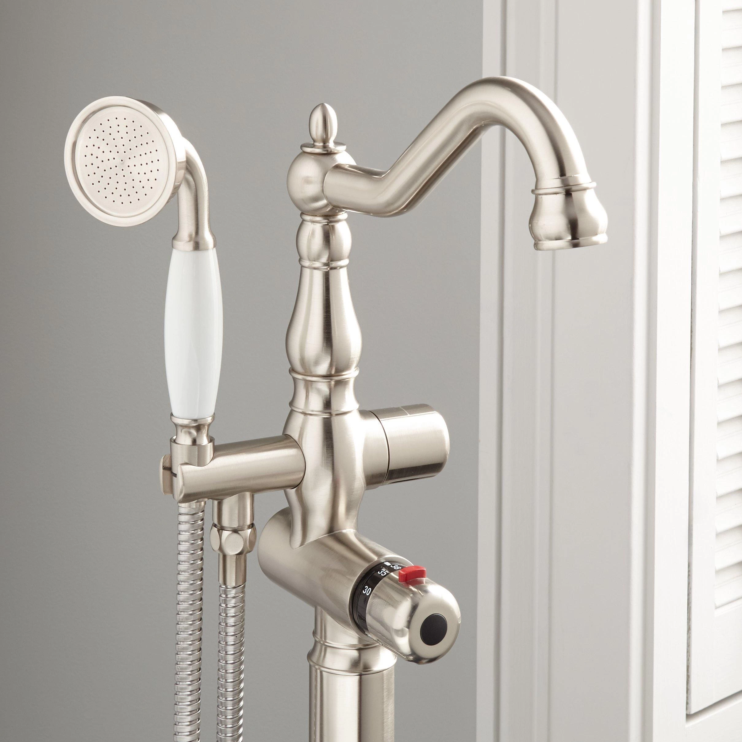 Keswick Freestanding Thermostatic Tub Faucet - Brushed Nickel 2 Keswick Freestanding Thermostatic Tub Faucet - Brushed Nickel - Image 2