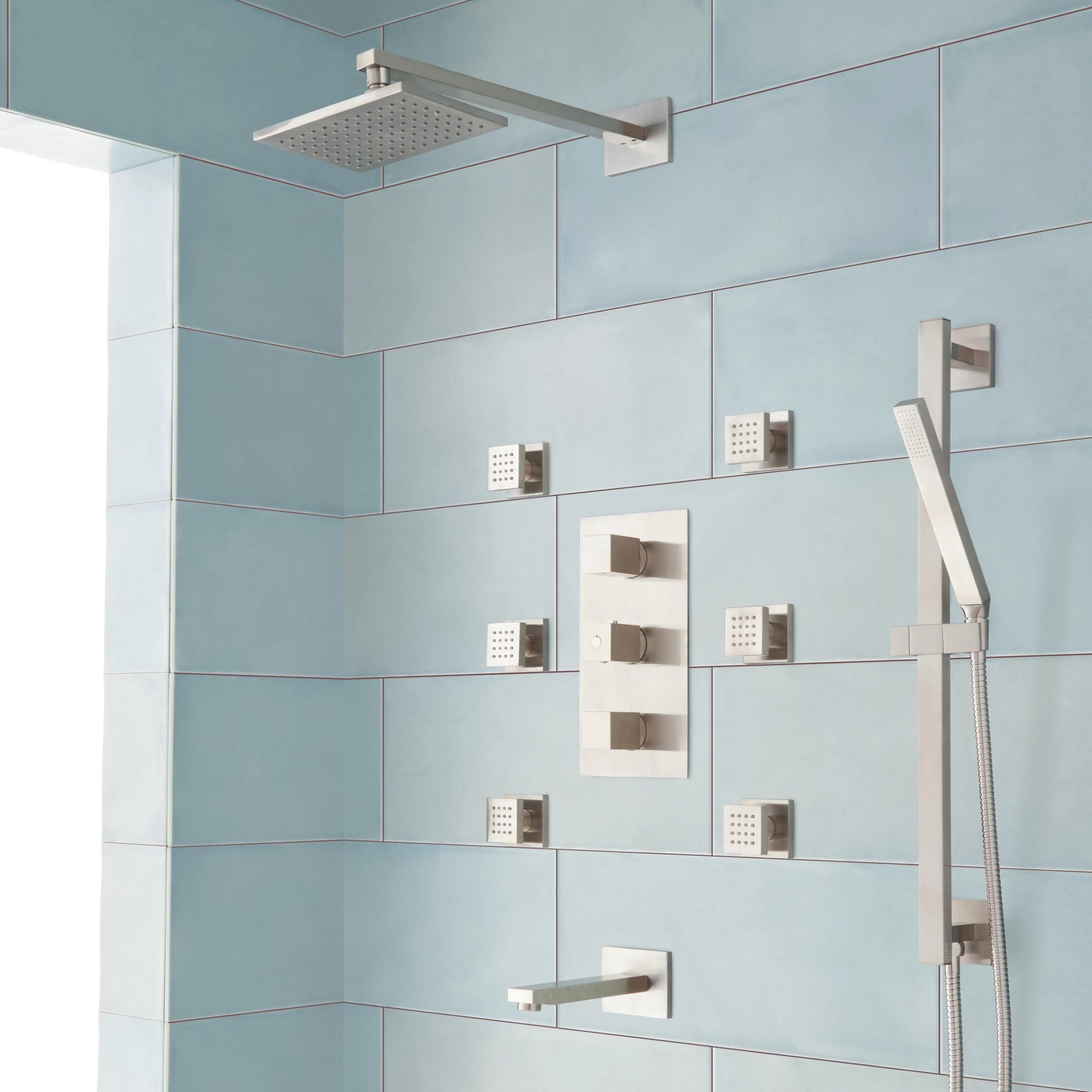 Onassis Thermostatic Tub & Shower System - 6 Body Sprays 1 Onassis Thermostatic Tub & Shower System - 6 Body Sprays