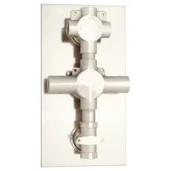 Monette Thermostatic Shower System - 2 Hand Showers - 4 Sprays -Home-Bathroom 380012 thermostatic shower diverter brushed nickel back