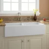 39" Risinger Double-Bowl Fireclay Farmhouse Sink - White