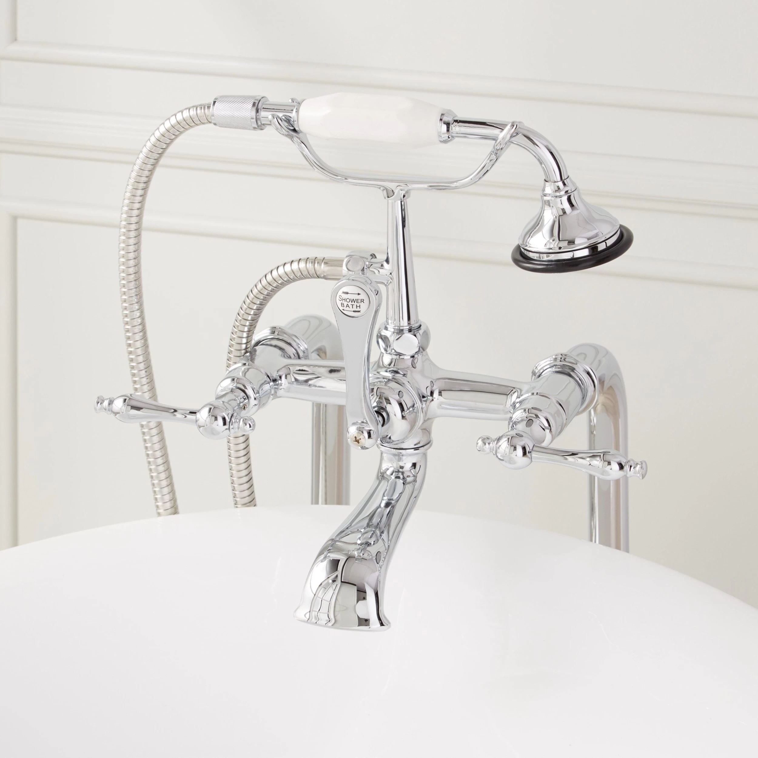 Freestanding Telephone Tub Faucet & Supplies - Lever Handles 4 Freestanding Telephone Tub Faucet & Supplies - Lever Handles - Image 4