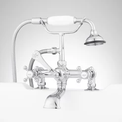 Deck-Mount Telephone Faucet With Vintage Cross Handles And Deck Couplers -Home-Bathroom 402786 telephone dm tub faucet CP Beauty10