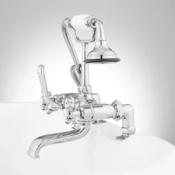 Deck-Mount Telephone Faucet With Vintage Cross Handles And Deck Couplers -Home-Bathroom 402786 telephone dm tub faucet CP side Beauty20 scaled