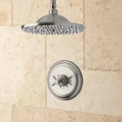 Bostonian Ceiling-Mount Rainfall Nozzle Shower Set - Modern Cross Handle