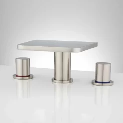 Knox Widespread Waterfall Faucet With Pop-Up Drain 18 Knox Widespread Waterfall Faucet With Pop-Up Drain -Home-Bathroom 407838 widespread waterfall faucet brushed nickel front