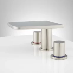 Knox Widespread Waterfall Faucet With Pop-Up Drain 19 Knox Widespread Waterfall Faucet With Pop-Up Drain -Home-Bathroom 407838 widespread waterfall faucet brushed nickel side