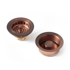 Kitchen Sink Drain Set - Basket Strainer & Disposer Flange And Stopper -Home-Bathroom 411100 drain flange set antique copper