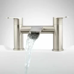 Pagosa Waterfall Deck-Mount Tub Faucet -Home-Bathroom 413074 deck mount waterfall faucet brushed nickel water