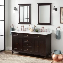 60" Keller Mahogany Double Vanity For Rectangular Undermount Sinks - Dark Espresso
