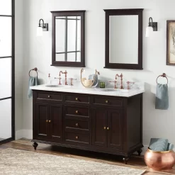 60" Keller Mahogany Double Vanity For Undermount Sinks - Dark Espresso