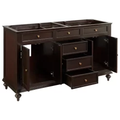 60" Keller Mahogany Double Vanity For Rectangular Undermount Sinks - Dark Espresso -Home-Bathroom 414852 mahogany dark espresso 60 vanity open bottom hinges 1