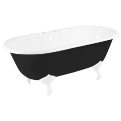66" Sanford Cast Iron Clawfoot Tub - 7" Rim Holes - Black - Imperial Feet -Home-Bathroom 415172 Sanford tub BK imperial ft WH RH 66 angle MV60 scaled