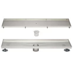 48" Cohen Wide Linear Tile-In Shower Drain - With Drain Flange - Brushed Stainless Steel -Home-Bathroom 415690 cohen linear drain BSS 48 parts MV100 scaled