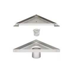 8" Cohen Tile-In Corner Shower Drain - With Drain Flange - Brushed Stainless Steel -Home-Bathroom 415716 Cohen shower drain BSS 8 exploded MV100 scaled