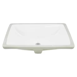 Rectangular Porcelain Undermount Bathroom Sink - White