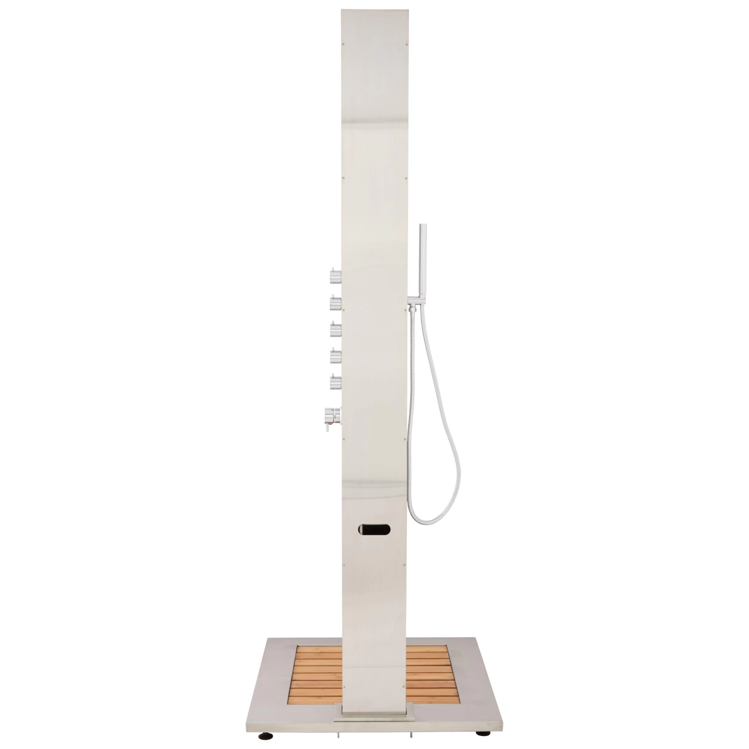 Dalton Outdoor Stainless Steel Shower Panel With Bamboo Tray 3 Dalton Outdoor Stainless Steel Shower Panel With Bamboo Tray - Image 3