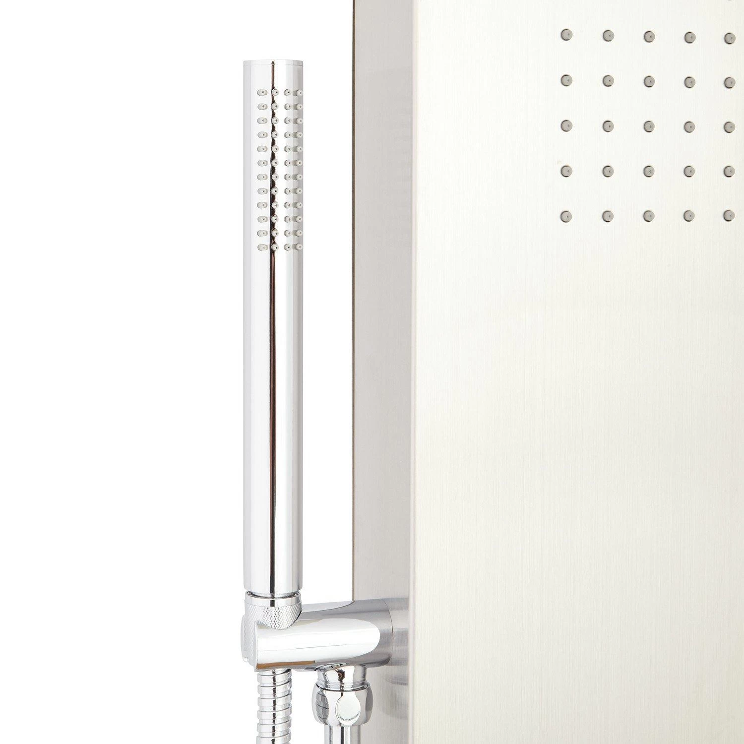 Dalton Outdoor Stainless Steel Shower Panel With Bamboo Tray 5 Dalton Outdoor Stainless Steel Shower Panel With Bamboo Tray - Image 5