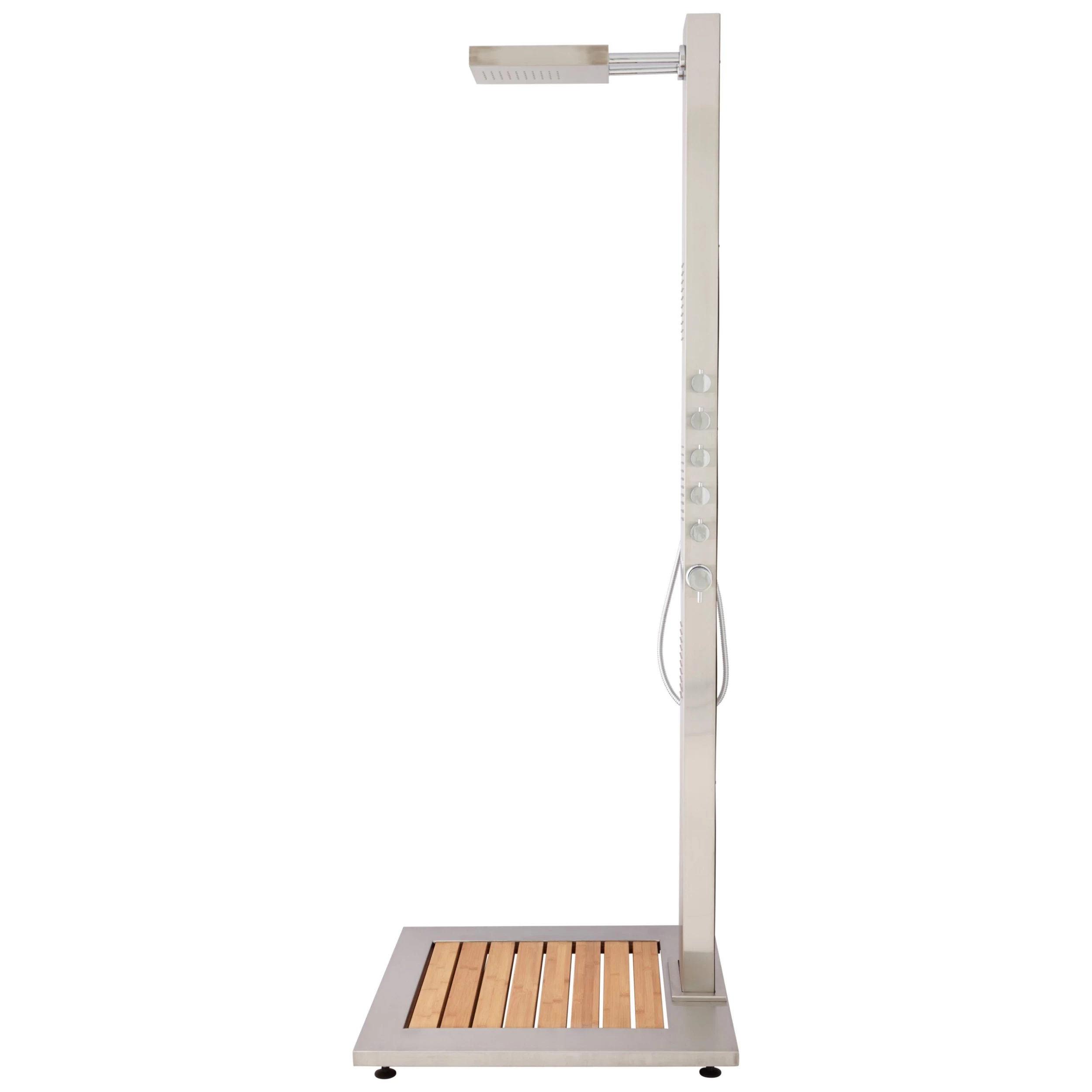 Dalton Outdoor Stainless Steel Shower Panel With Bamboo Tray 2 Dalton Outdoor Stainless Steel Shower Panel With Bamboo Tray - Image 2