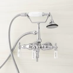Woodrow Wall-Mount Tub Faucet With Hand Shower And Wall Couplers -Home-Bathroom 418607 Woodrow wm tub faucet CP Beauty10