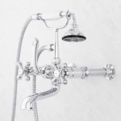 Wall-Mount Telephone Tub Faucet And Hand Shower - Cross Handles -Home-Bathroom 419184 telephone wm tub faucet CP side Beauty20 scaled