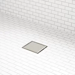 Ortiz Square Shower Drain With Drain Flange -Home-Bathroom 419316 4 square drain brushed stainless steel indoor